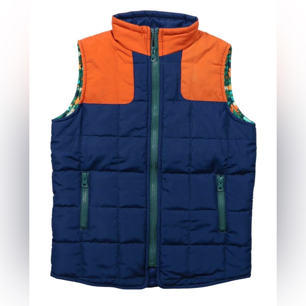 Blue Quail - Boys Navy & Orange Puffer Vest - Size: 4T